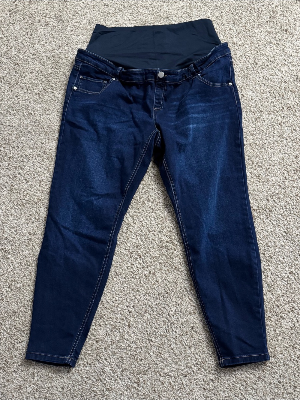 Time And Tru Women's Maternity Straight Jeans Dark Blue Denim size XXL NWO tags